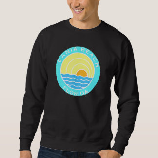 Dania Beach Florida Retro Sunset Lång Ärmad Tröja