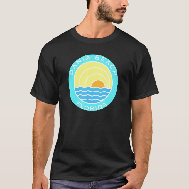Dania Beach Florida Retro Sunset T Shirt (Framsida)