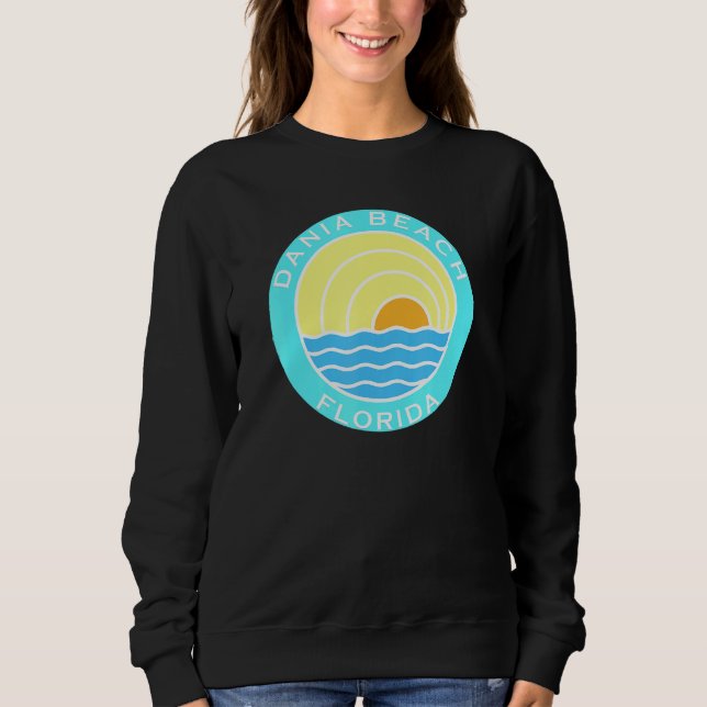 Dania Beach Florida Retro Sunset T Shirt (Framsida)