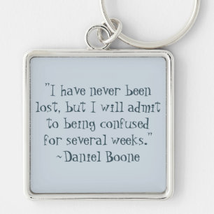Daniel Boone borttappadcitationstecken Keychain Fyrkantig Silverfärgad Nyckelring