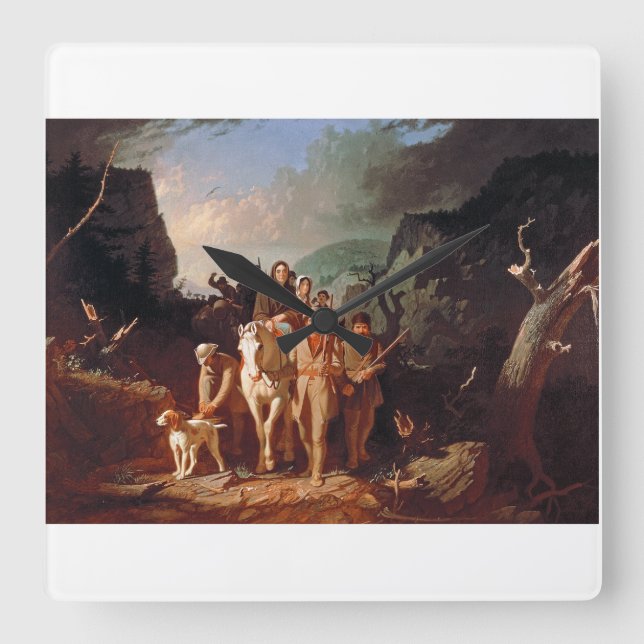 Daniel Boone eskorterande bosättare Fyrkantig Klocka (Framsida)