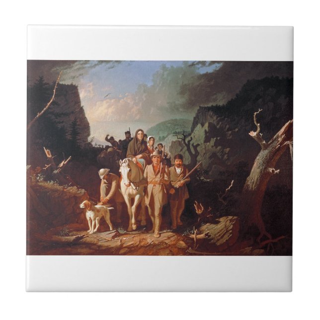 Daniel Boone eskorterar bosättare  Kakelplatta (Framsidan)