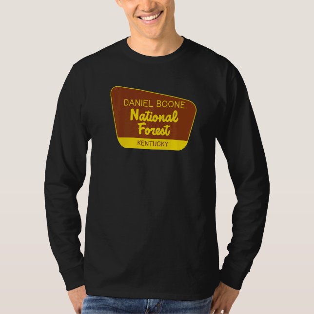 Daniel Boone National Forest Kentucky Retro Sign T Shirt (Framsida)