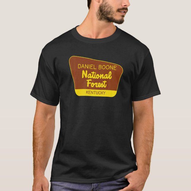 Daniel Boone National Forest Kentucky Retro Sign T Shirt (Framsida)