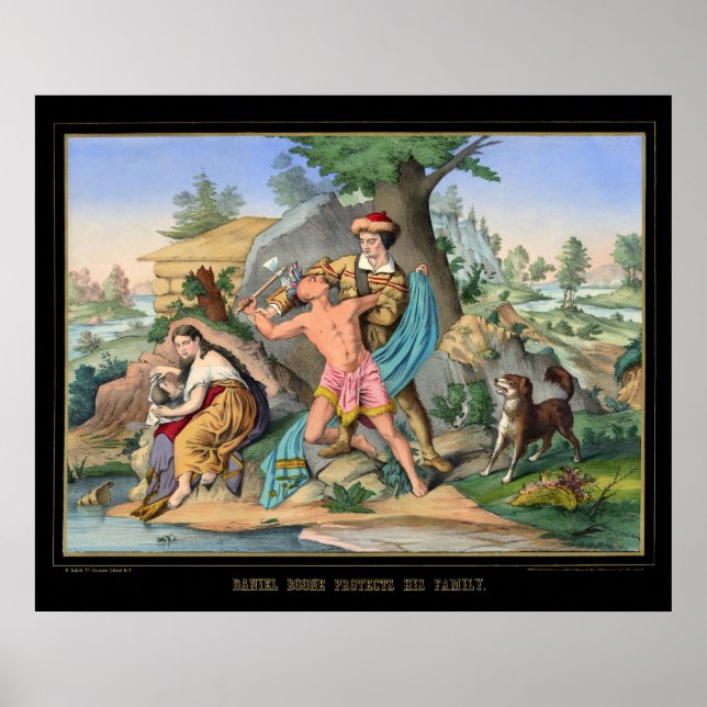 Daniel Boone skyddar sin familj 1840 Poster (Framsidan)