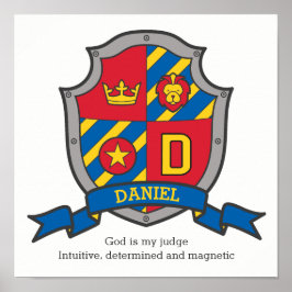 Daniel boys namn brev D betyder heraldry sköld Poster