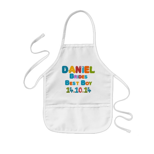 Daniel brudens bästa pojke - blå barnförkläde (Framsidan)