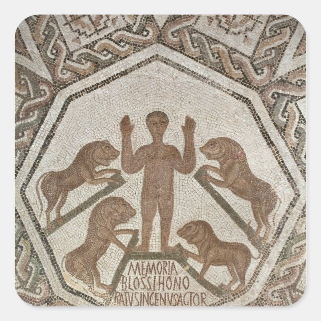 Daniel i Lejonen Den Fyrkantigt Klistermärke (Framsida)