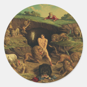 Daniel i lejongropen runt klistermärke