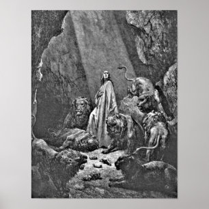 Daniel i lion'sens den bibliska illustrationen för poster