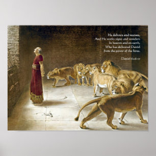 Daniel i lion'sens scripturen för konst för poster