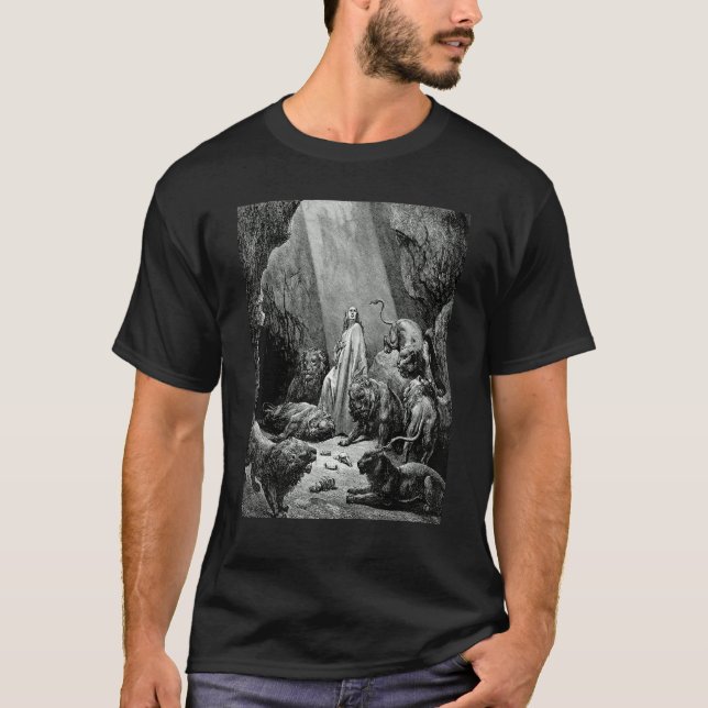 Daniel in the Lion's Den Gustave Dore Romanticism  T Shirt (Framsida)