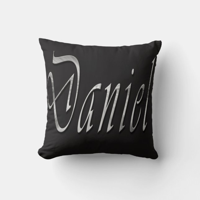Daniel, Namn, Logotyp, Black Throw Cushion Kudde (Framsida)