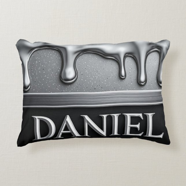 Daniel Namn med droppande flytande metall  Prydnadskudde (Framsidan)