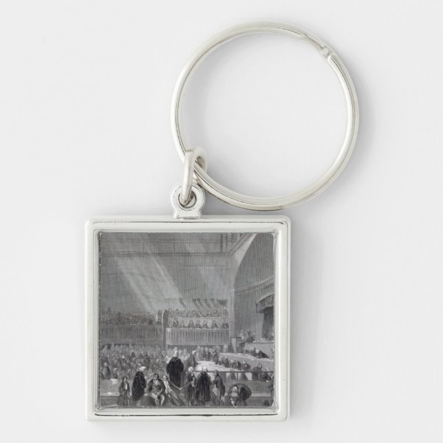 Daniel O'Connell stå försök i 1844 Fyrkantig Silverfärgad Nyckelring (Framsidan)