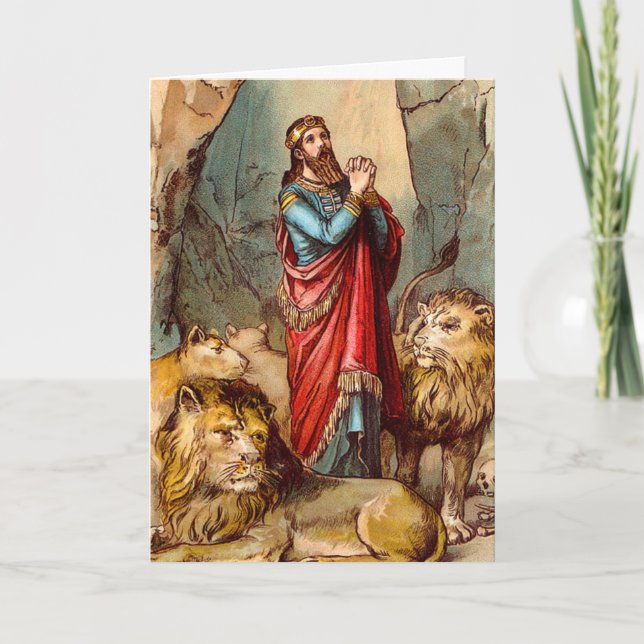 Daniel på lejona hälsningskort 2 kort (Framsida)