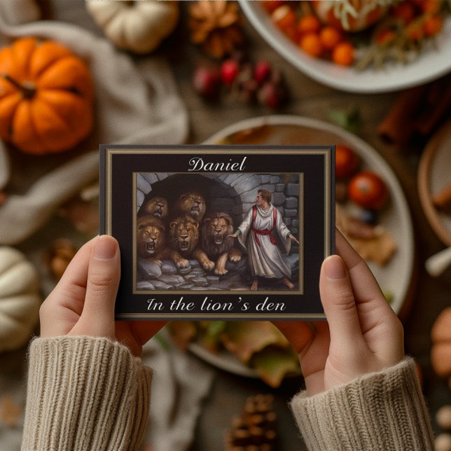 Daniel stående i lejongropen murad med sten vykort (Skapare uppladdad)