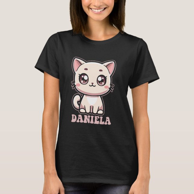 Daniela Söt Kitty Katt Design för Tjejer Namn Dani T Shirt (Framsida)