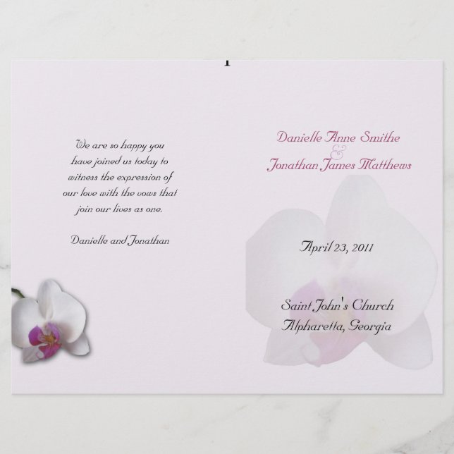 Danielles Bröllopsprogram (Framsida)