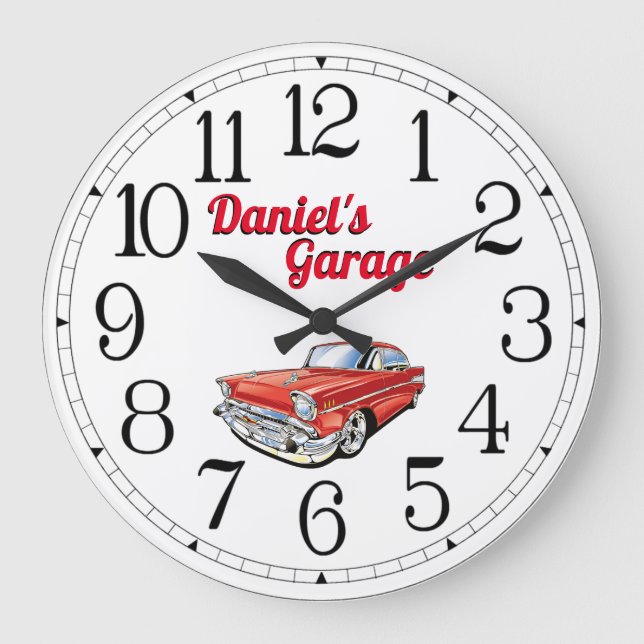 Daniel's Classic Car Garage Stor Klocka (Framsida)