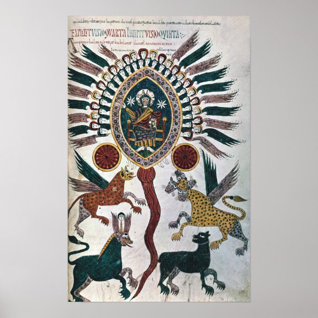 Daniel's vision av fyra Beaster och Gud Poster (Framsidan)