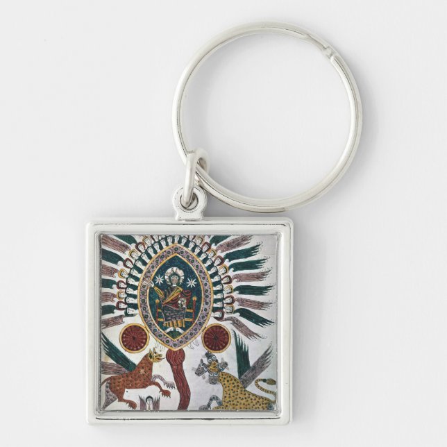 Daniels vision av fyra beaster och guden fyrkantig silverfärgad nyckelring (Framsidan)