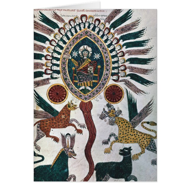 Daniels vision av fyra beaster och guden hälsningskort (Framsidan)