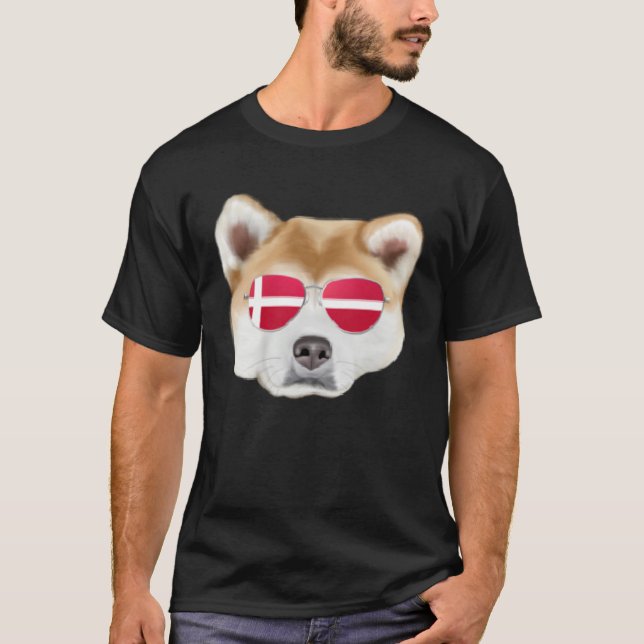 Danish Flag Akita Dog Denmark Pocket T Shirt (Framsida)