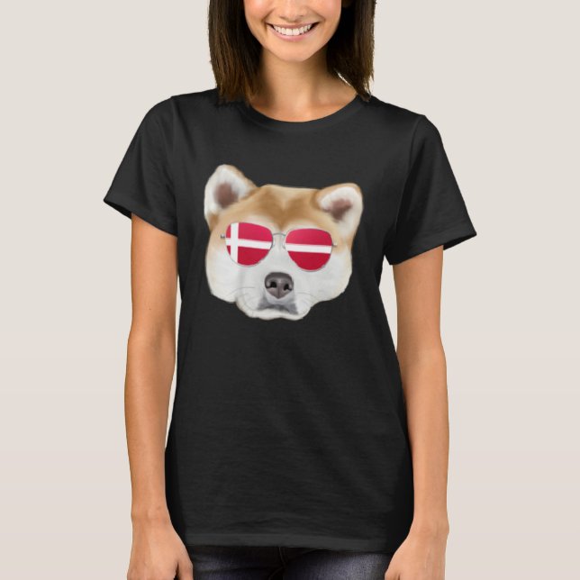 Danish Flag Akita Dog Denmark Pocket T Shirt (Framsida)