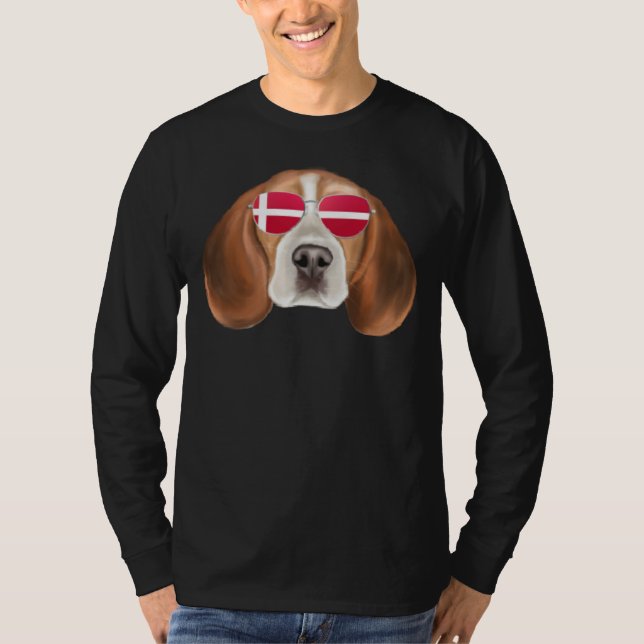 Danish Flag Beagle Dog Denmark Pocket T Shirt (Framsida)