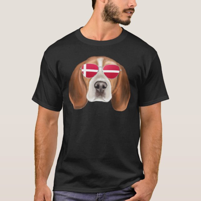 Danish Flag Beagle Dog Denmark Pocket T Shirt (Framsida)