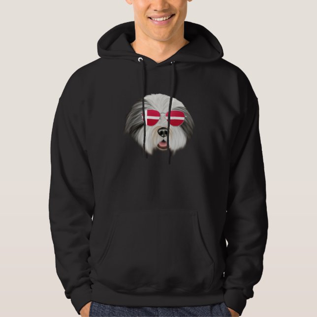 Danish Flag Bearded Collie Dog Denmark Pocket Hoodie (Framsida)