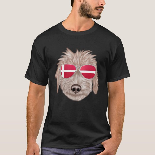 Danish Flag Bedlington Terrier Dog Denmark Pocket T Shirt (Framsida)