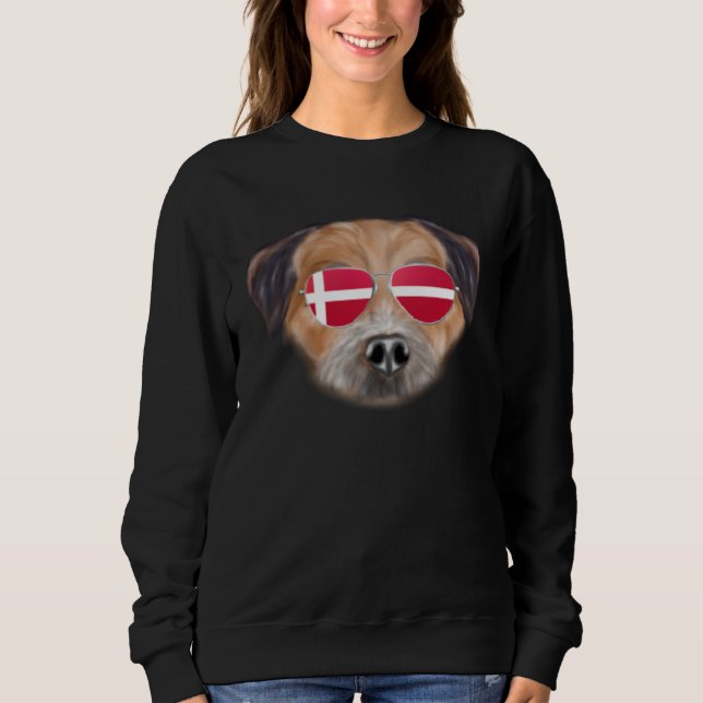 Danish Flag Border Terrier Dog Denmark Pocket T Shirt (Framsida)