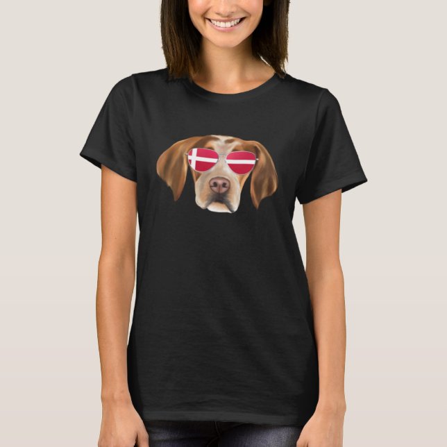 Danish Flag Brittany Dog Denmark Pocket T Shirt (Framsida)