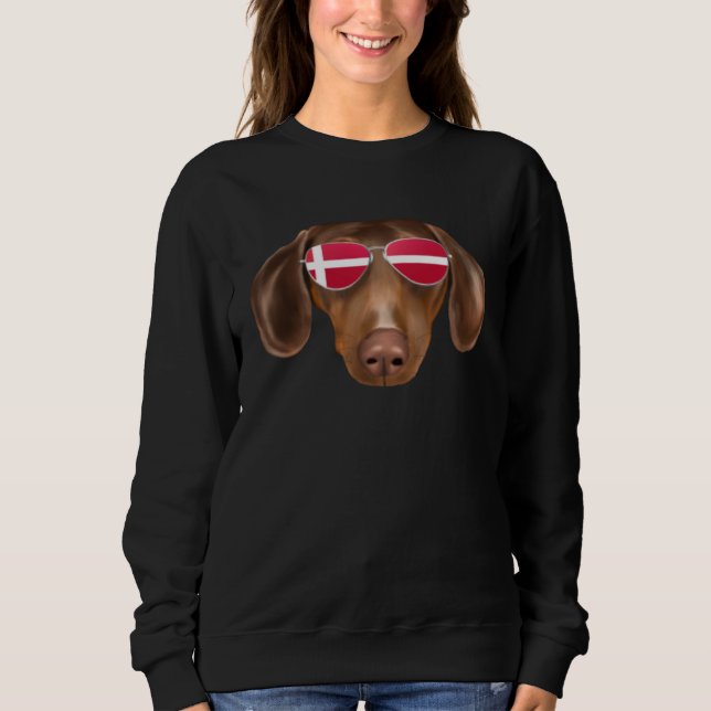 Danish Flag Brown Dachshund Dog Denmark Pocket T Shirt (Framsida)