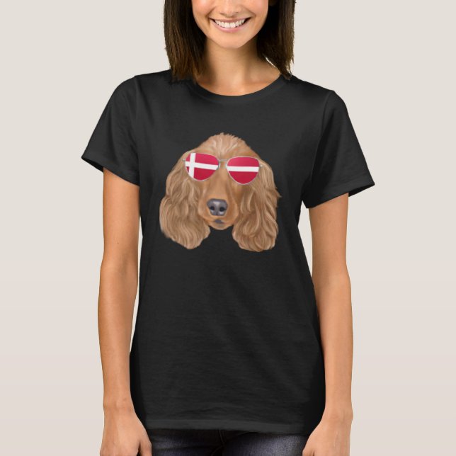 Danish Flag Cocker Spaniel Dog Denmark Pocket T Shirt (Framsida)