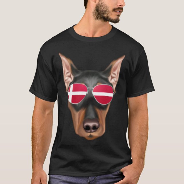 Danish Flag German Pinscher Dog Denmark Pocket T Shirt (Framsida)