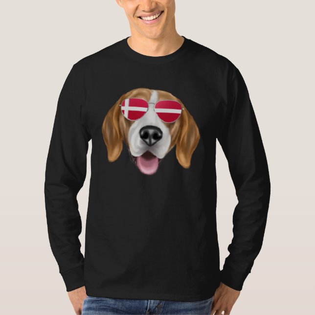Danish Flag Harrier Dog Denmark Pocket T Shirt (Framsida)