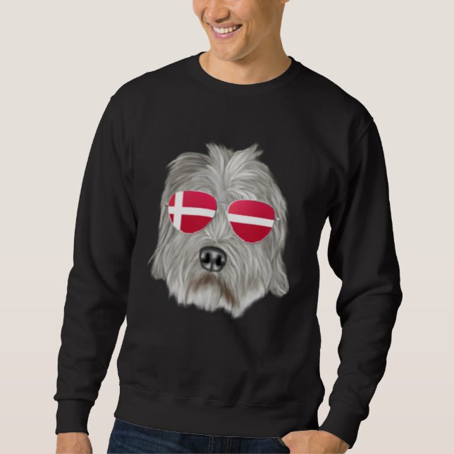 Danish Flag Irish Wolfhound Dog Denmark Pocket Lång Ärmad Tröja (Framsida)