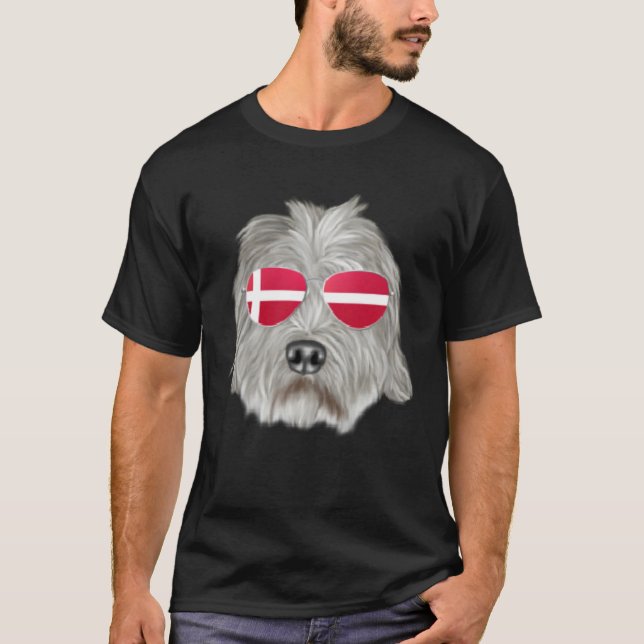 Danish Flag Irish Wolfhound Dog Denmark Pocket T Shirt (Framsida)