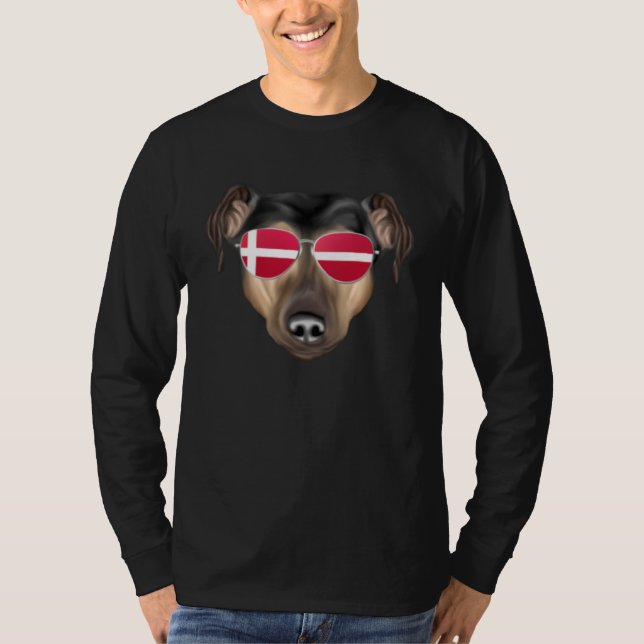 Danish Flag Manchester Terrier Dog Denmark Pocket T Shirt (Framsida)
