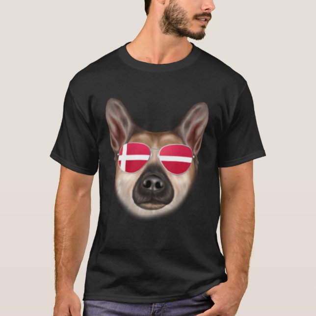 Danish Flag Norwegian Buhund Dog Denmark Pocket T Shirt (Framsida)