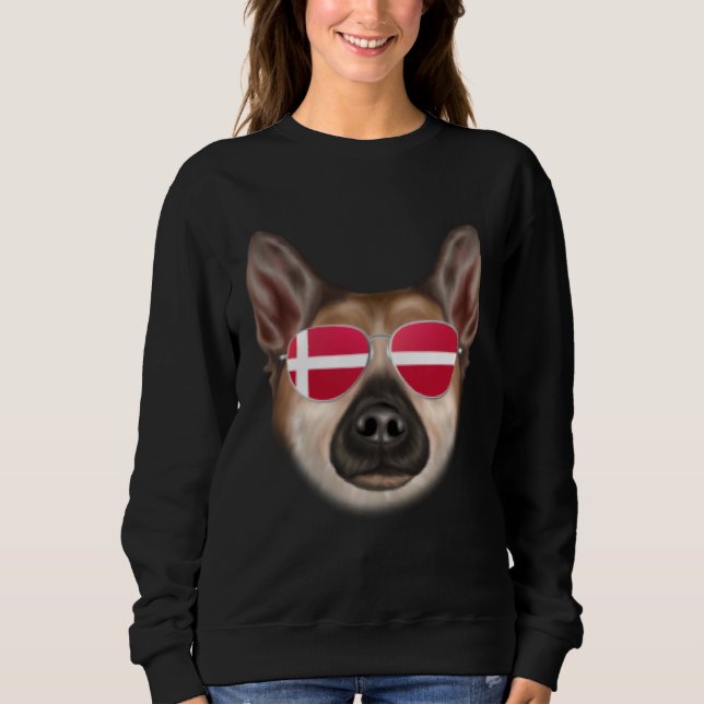 Danish Flag Norwegian Buhund Dog Denmark Pocket T Shirt (Framsida)