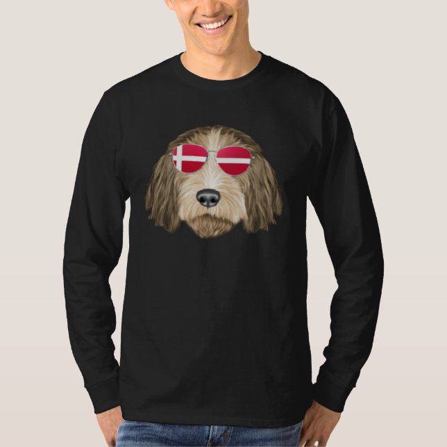 Danish Flag Petit Basset Griffon Vendeen Dog Denma T Shirt (Framsida)