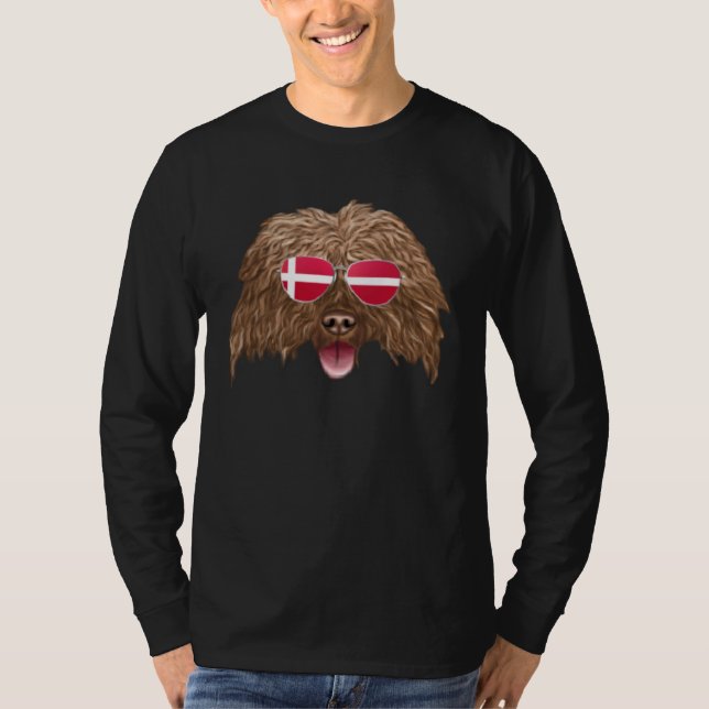 Danish Flag Soft Coated Wheaten Terrier Dog Denmar T Shirt (Framsida)