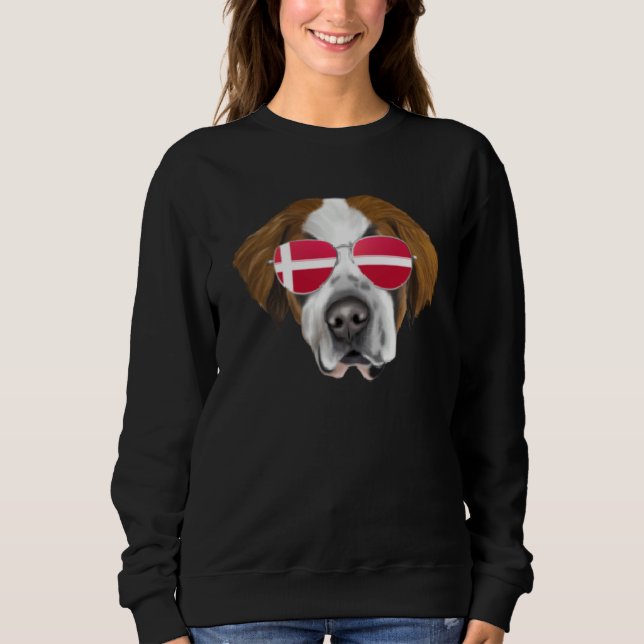 Danish Flag St Bernard Dog Denmark Pocket T Shirt (Framsida)