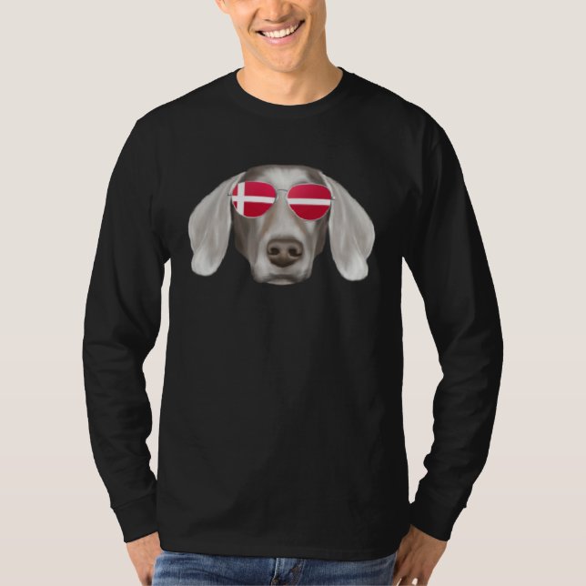 Danish Flag Weimaraner Dog Denmark Pocket T Shirt (Framsida)