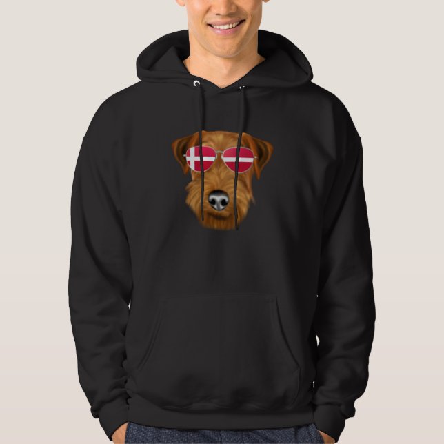 Danish Flag Welsh Terrier Dog Denmark Pocket Hoodie (Framsida)