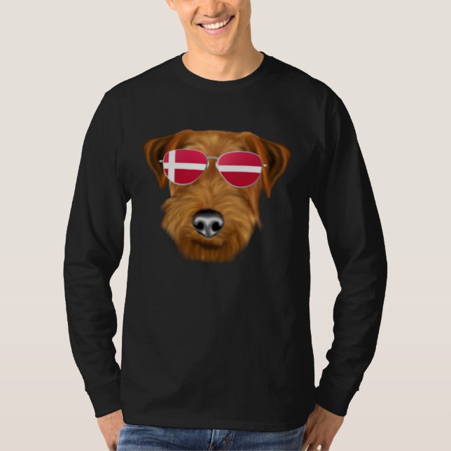 Danish Flag Welsh Terrier Dog Denmark Pocket T Shirt (Framsida)
